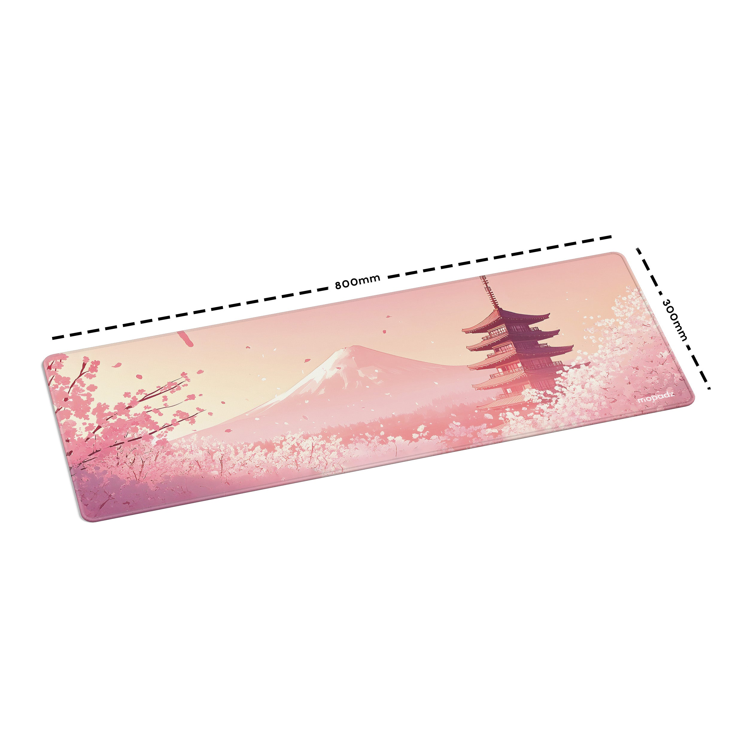 Japanese Pagoda with Cherry Blossoms Desk Mat, Desk Pad, Mouse Pad