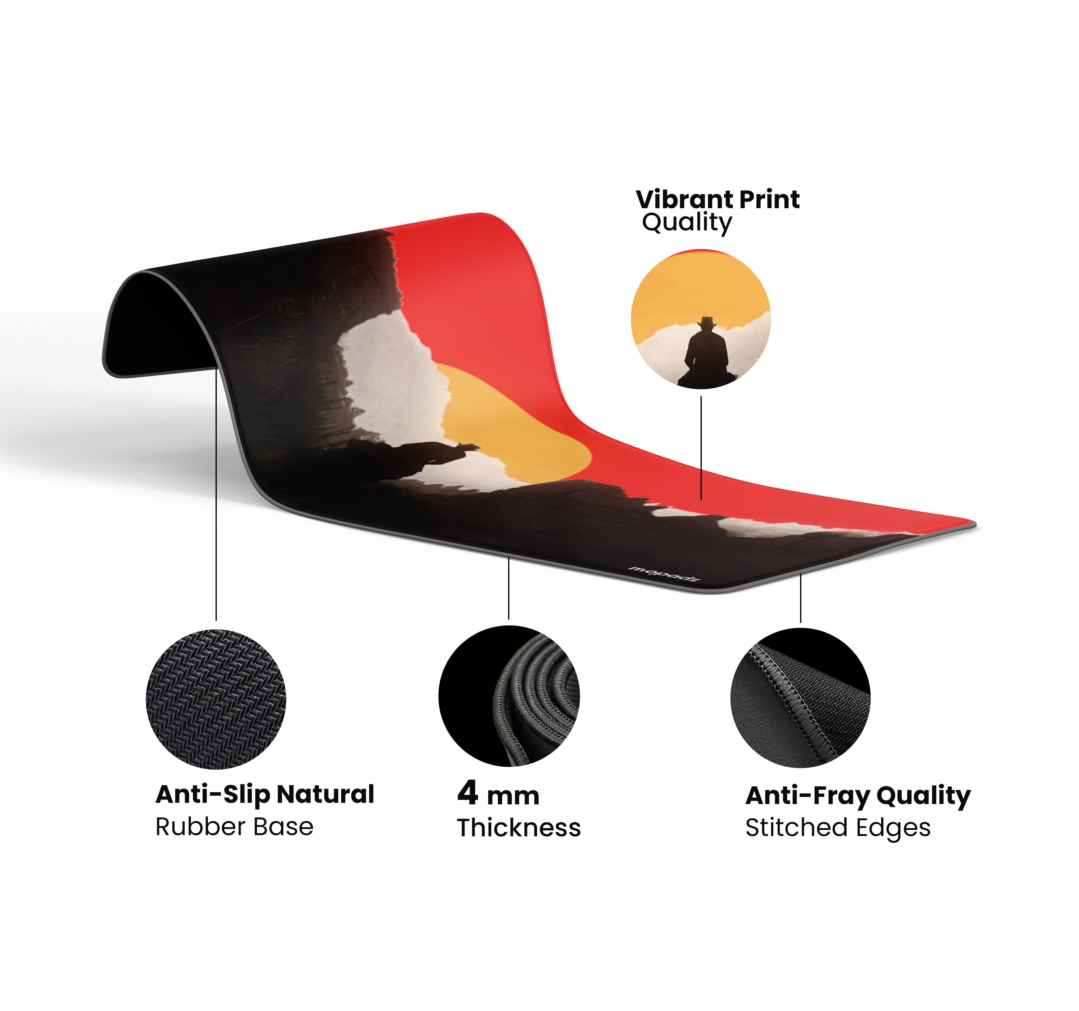 Red Dead Redemption Sunset Vector Art Desk Mat, Desk Pad, Mouse Pad