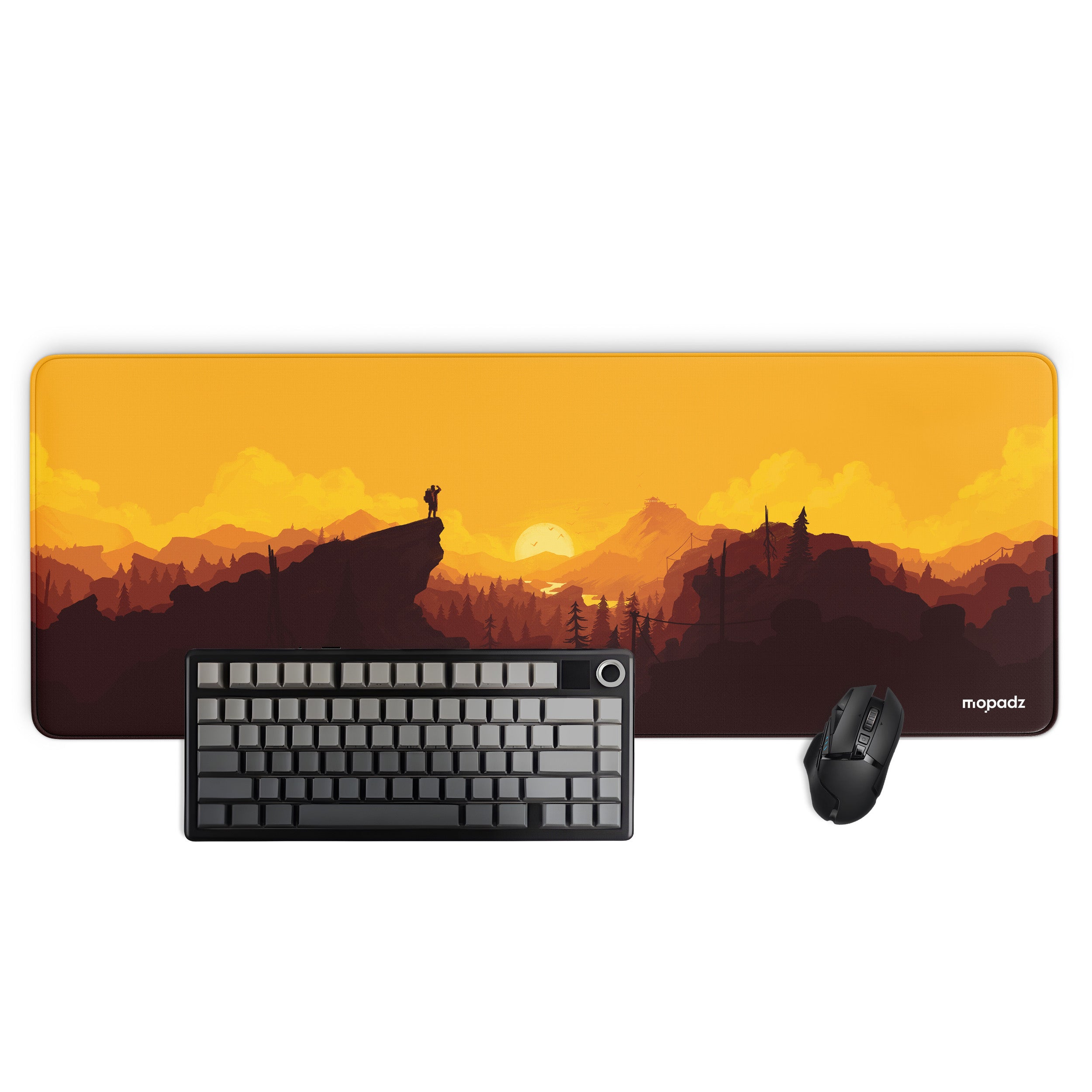 Firewatch Sunset View Vector Art Desk Mat, Desk Pad, Mouse Pad