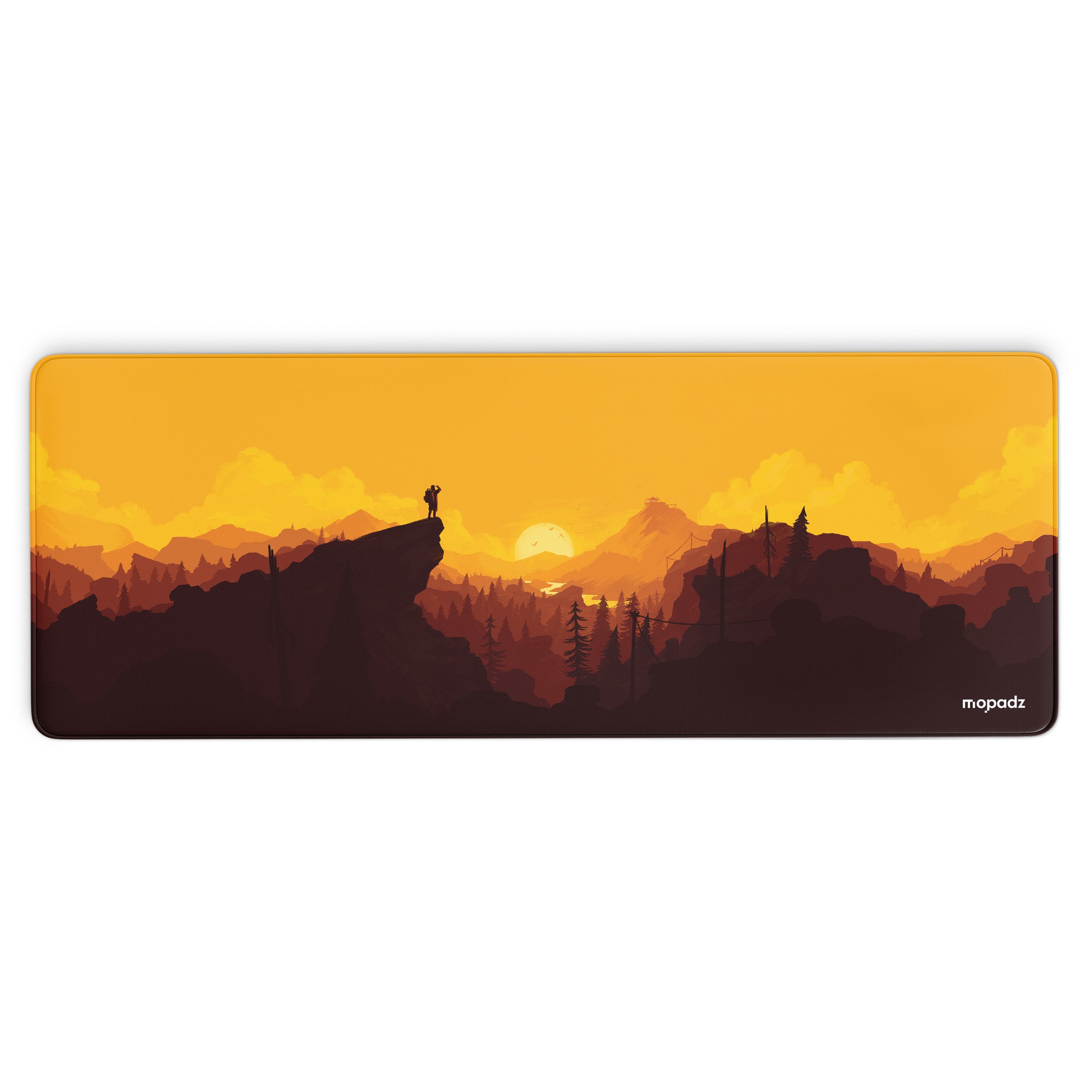Firewatch Sunset View Vector Art Desk Mat, Desk Pad, Mouse Pad