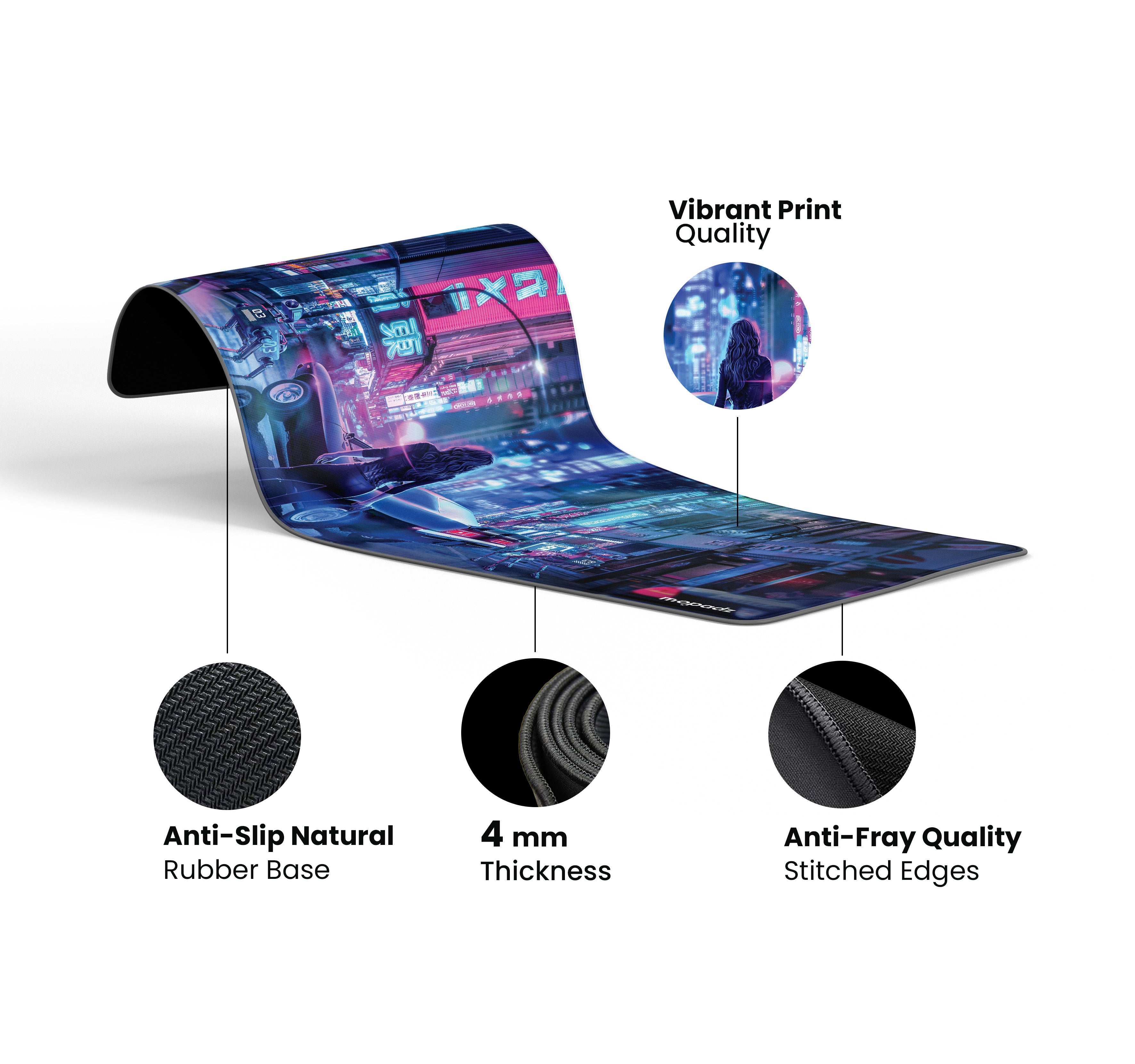 CyberPunk Aesthetic Dark Streets Desk Mat, Desk Pad, Mouse Pad
